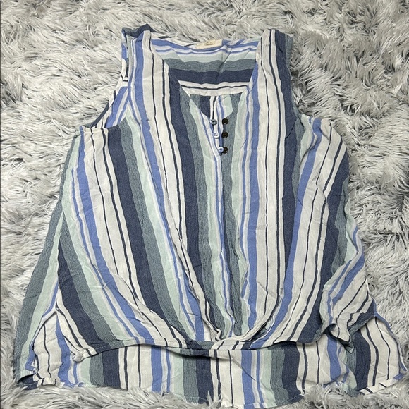 a.n.a Blue and White Striped Tank Top - Picture 1 of 4